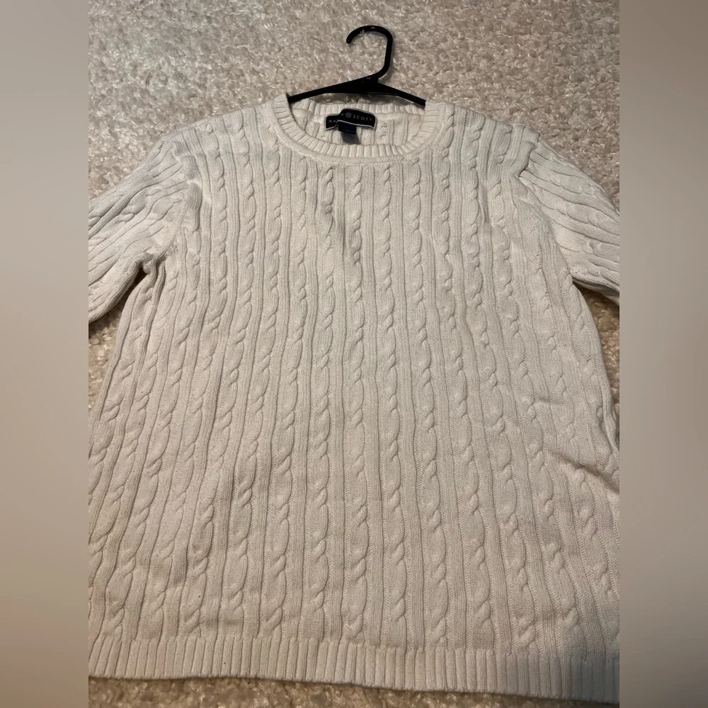 Karen Scott Cable Knit White Sweater - Medium - Picture 2 of 4